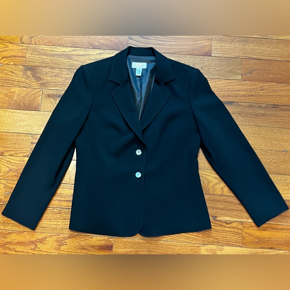 Talbots Black Tailored 2 Button Blazer Women’s Petite 6P Classic Career